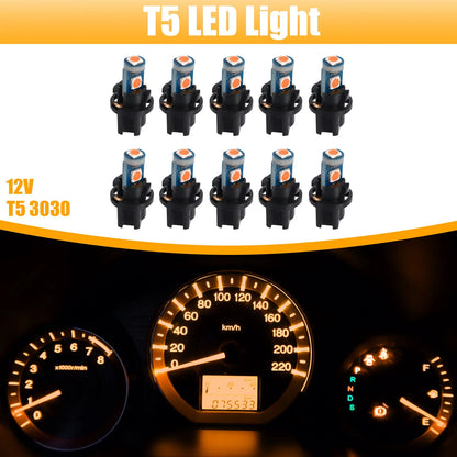 Set of 2 T5 3030 3SMD LED Bulbs Light Yellow for Car Instrument Panel