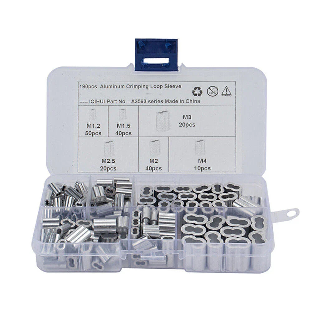 6 x Ferrule Crimping Loop Sleeves for Wire Rope Cable Line Assortment