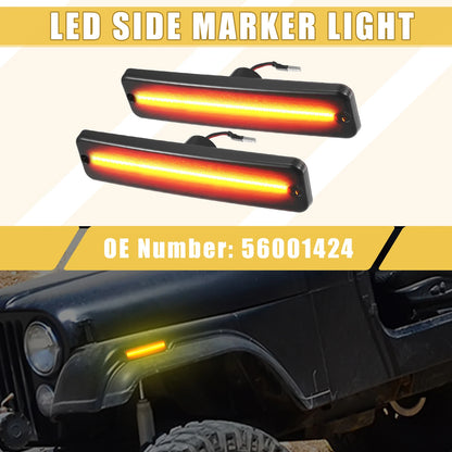 2X Front LED Side Marker Light 56001424 for Jeep  Black Amber