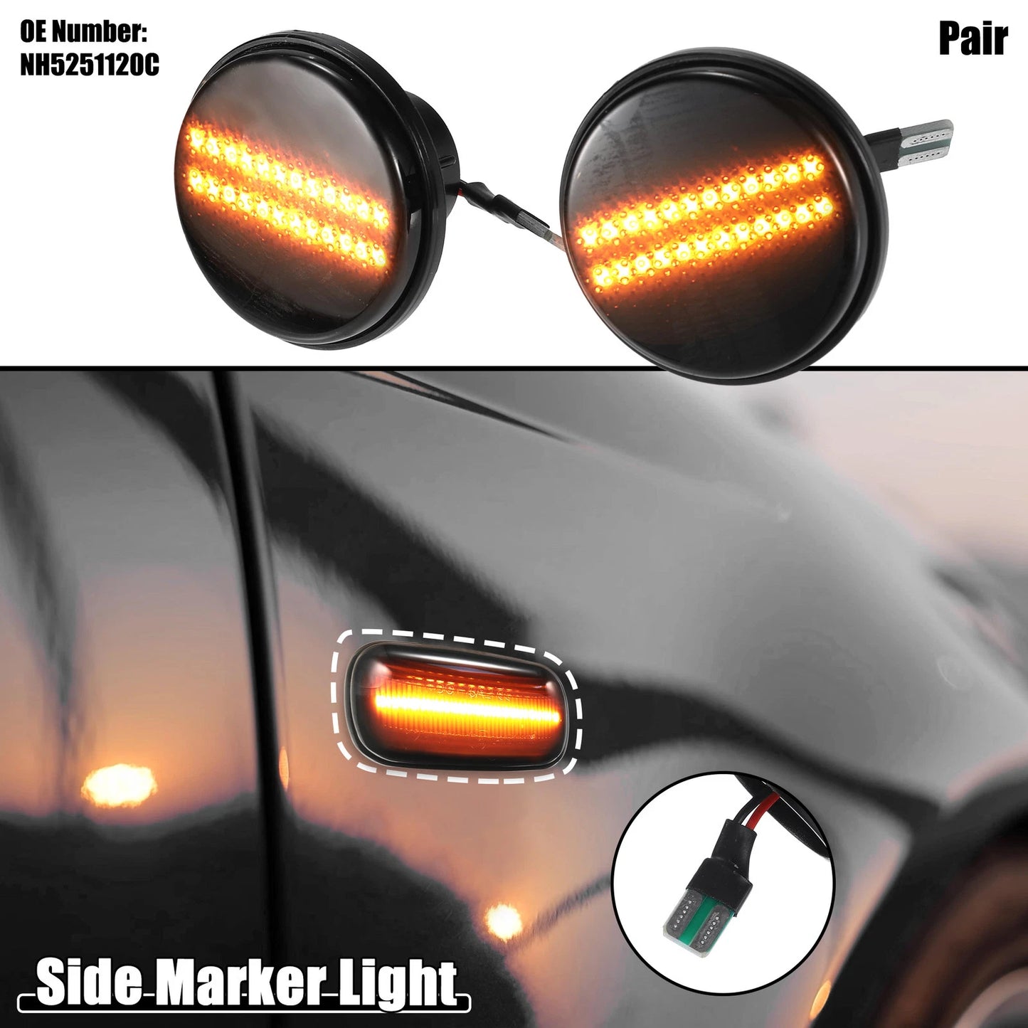 1 Pair Side Marker Light NO.NH5251120C for Mazda MX-5 (1990–1998)