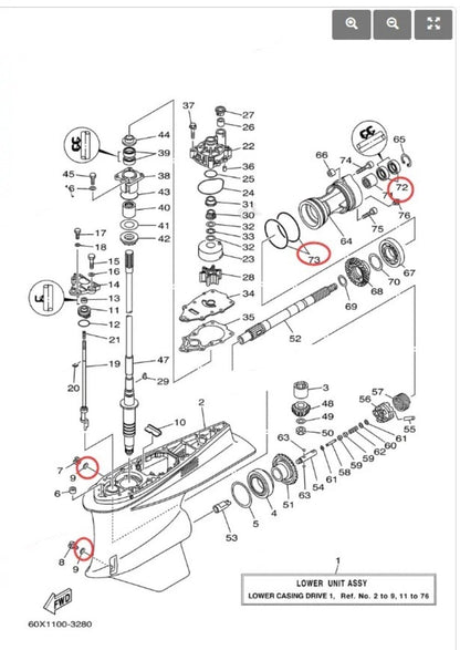 Seal Kit for Yamaha Outboard Motor Lower Gearcase (VZ Series)