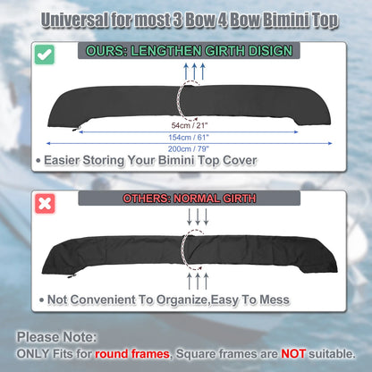 Bimini Top Storage Boot Cover for Boat (73"-78" Width)