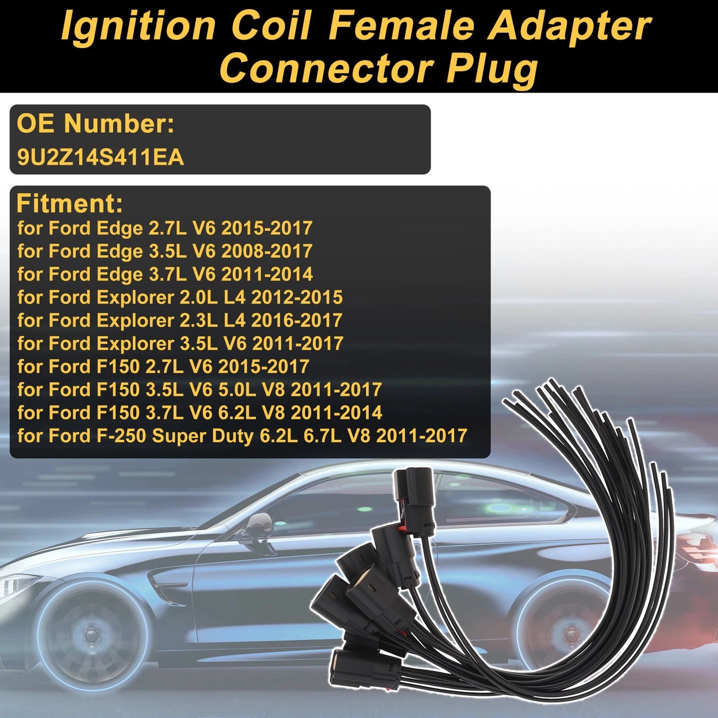 3 Pin Ignition Coil Connector Plug for Ford Edge (2015–2017) No. 9U2Z14S411EA