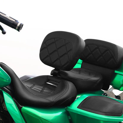 Black Driver Backrest Pad for Harley Touring Electra Street Glide (09-23)