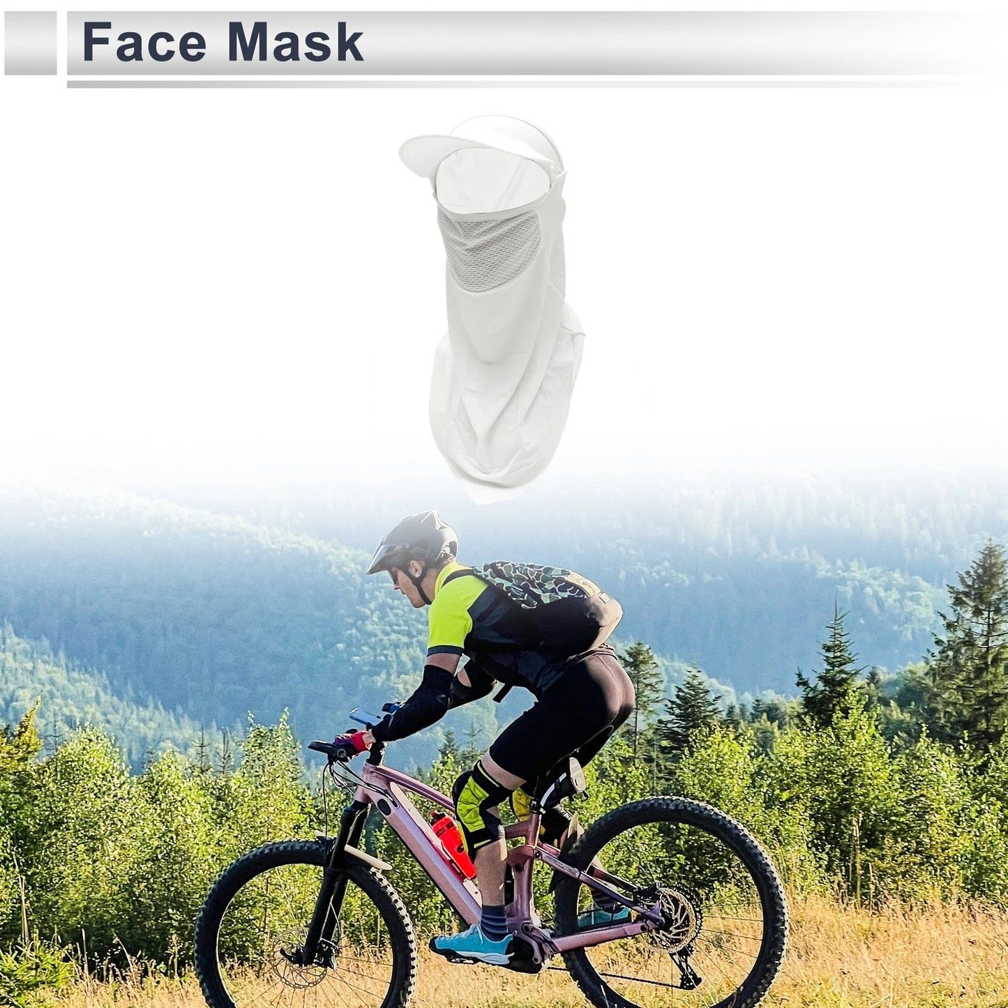 Half-Wrapped Triangular Scarf UV Face Shield Polyester Filter White