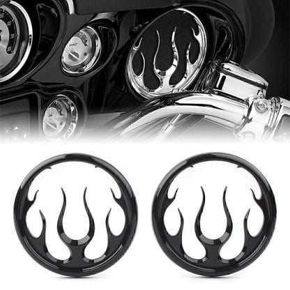 Black Flame Speaker Grill Accent Trim Cover for Harley Electra Glide (2009-2023)