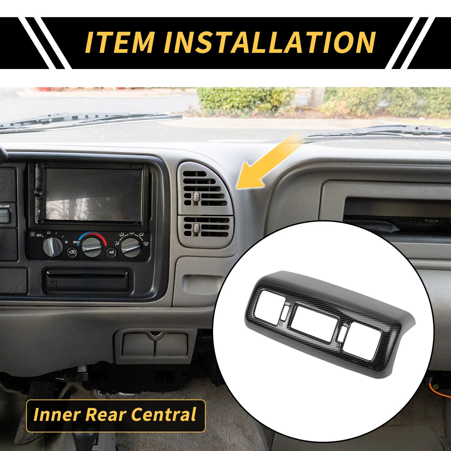 Carbon Fiber Pattern Rear Central Armrest AC Vent Cover for Toyota Tundra (2014–2021)