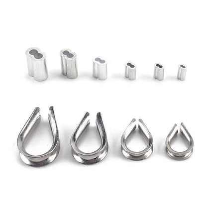 195Pcs M2/3/4/5 Thimble & 6-Size Aluminum Crimping Loop Sleeves