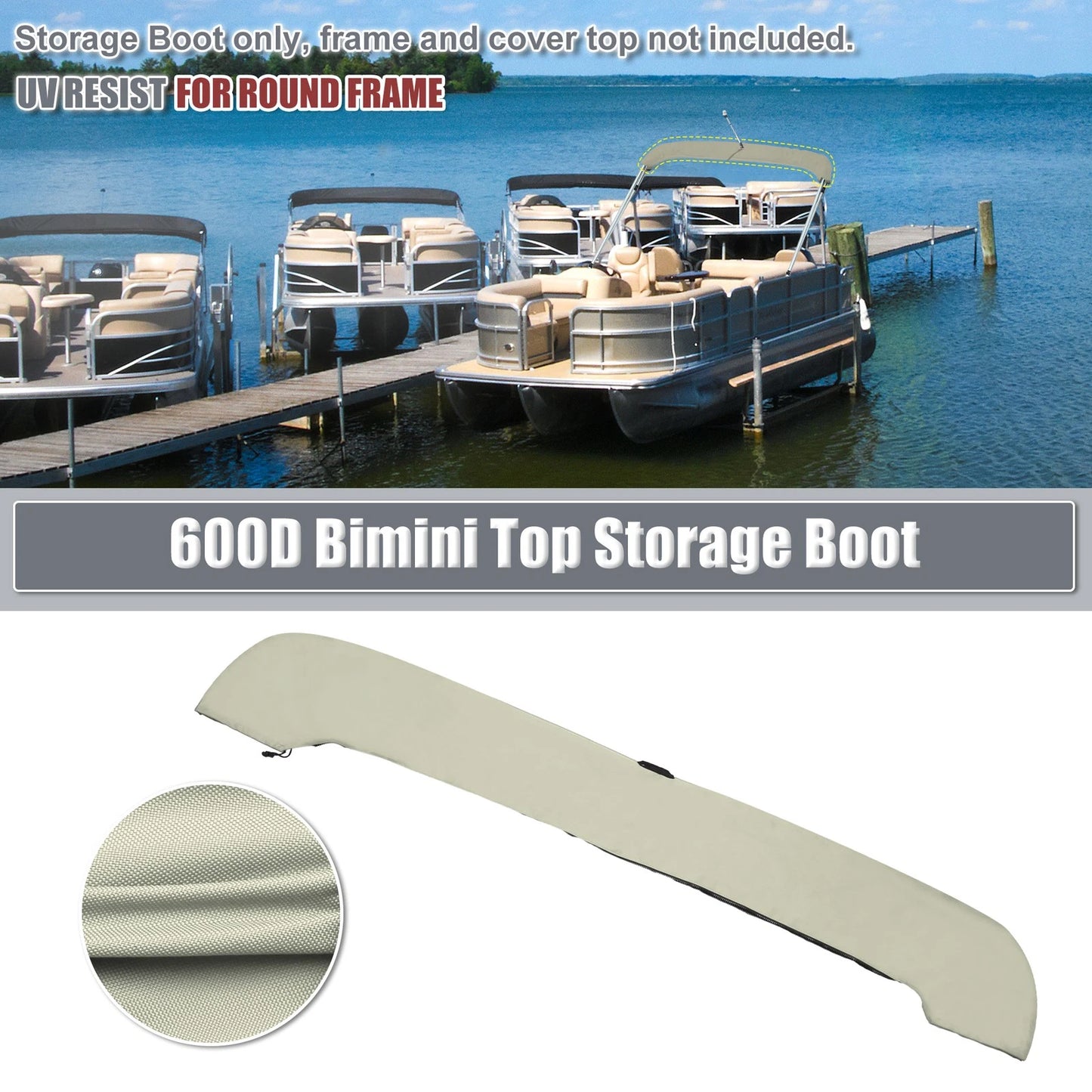 Bimini Top Storage Boot for Boat 73"-78" Width (3 Bow, 4 Bow)