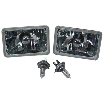 Rectangle 165mm x 100mm Crystal Headlights Lamp Halogen Conversion Kit H4 60/55w