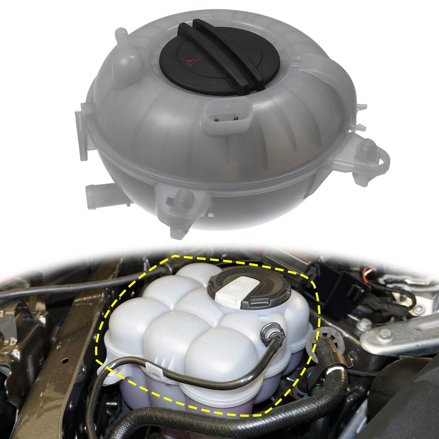 Coolant Radiator Reservoir Tank 5Q0121407A with Cap Sensor for Audi A3 (2013–2020)