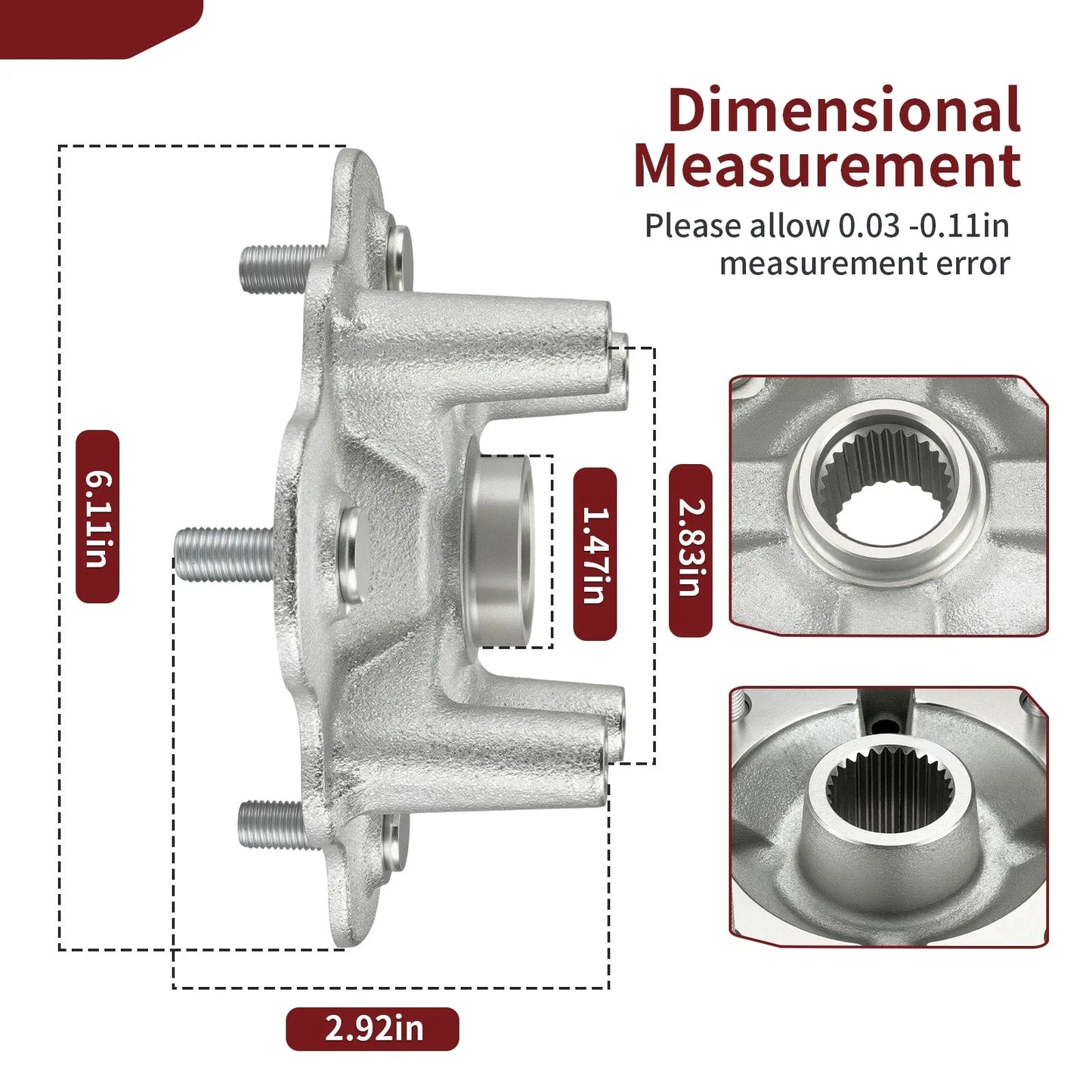 Front Left/Right Hub for Yamaha Kodiak 400 (2003–2006)