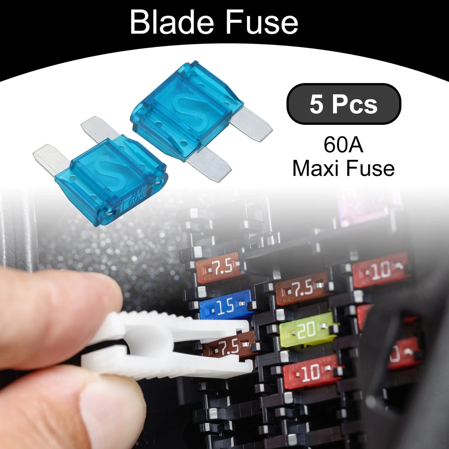 Set of 5 Maxi Fuse 60A Blade Fuse for Car Boat Truck RV Motorcycle