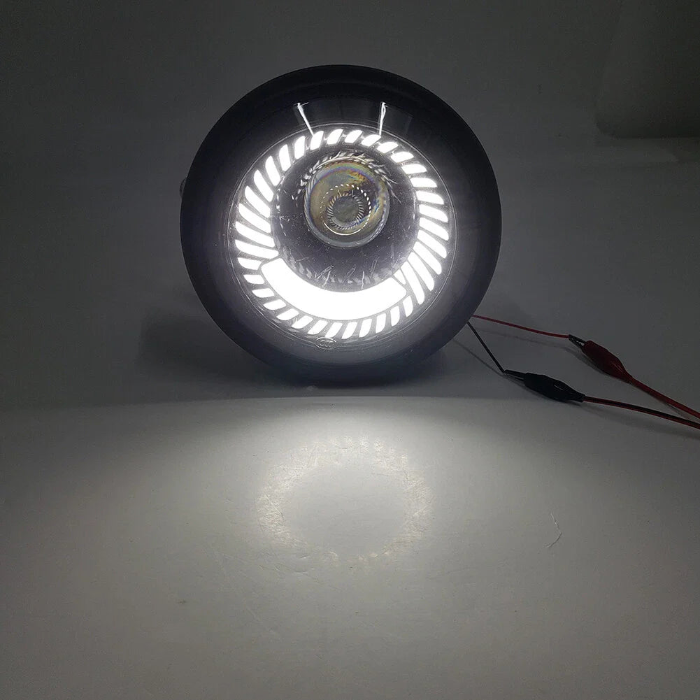 5-3/4" Switchback White LED Halo DRL Angel Eye Headlight for Motorcycle (N/A)