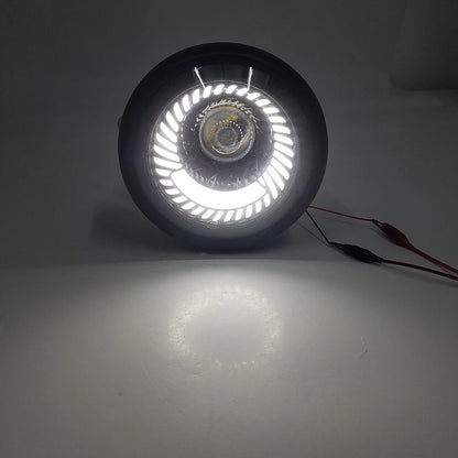 5-3/4" Switchback White LED Halo DRL Angel Eye Headlight for Motorcycle (N/A)