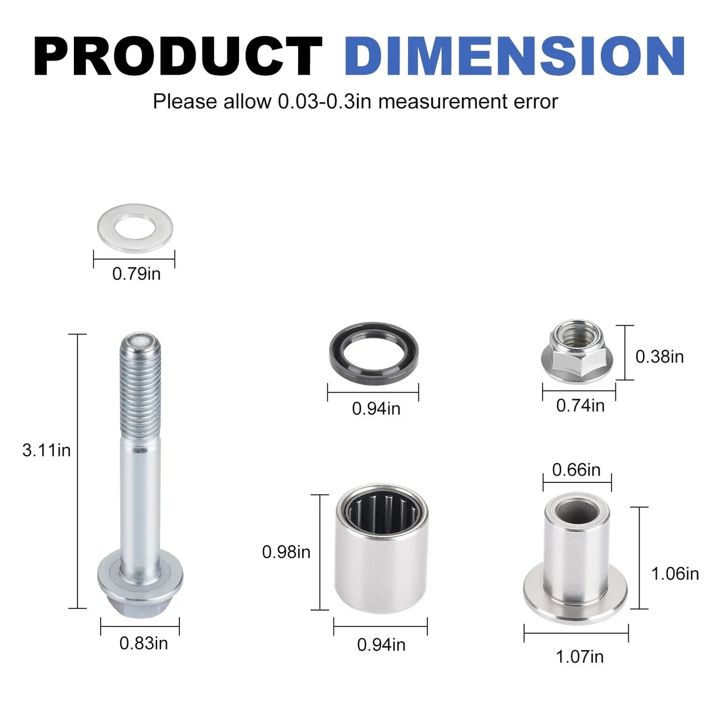 Front A-Arm Bushing Bearing Spacer with Bolt for Arctic Cat 400 DVX (2004–2008)