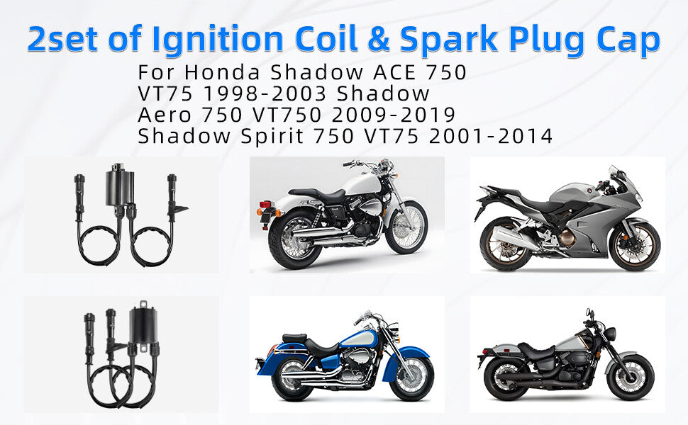 Set of 2 Ignition Coil Spark Plug Caps for Honda Shadow 750 (1997–2003)