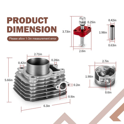 69mm Cylinder Piston & Gasket Kit Kawasaki Bayou 250 KLF250A (2003–2011)