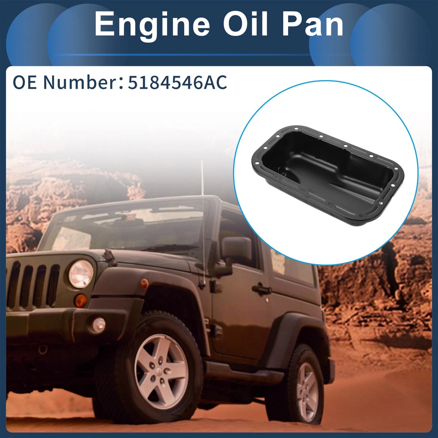 1 Pc Engine Oil Pan for Jeep Wrangler (2012–2018) No.5184546AC Iron Black