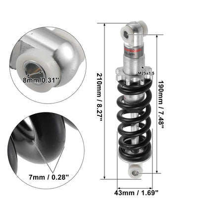 Rear Shock Absorber 190mm 650lbs for Scooter Dirt Bike ATV (Silver Tone)