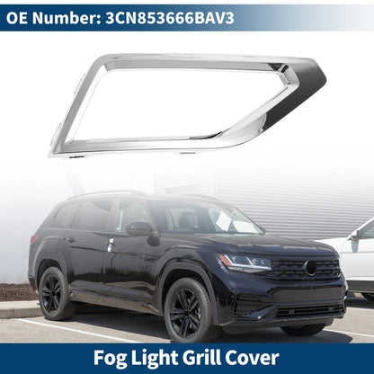 1 Pc Fog Light Grill for VW Atlas (2018–2023) No. 3CN853666BAV3 Silver Tone