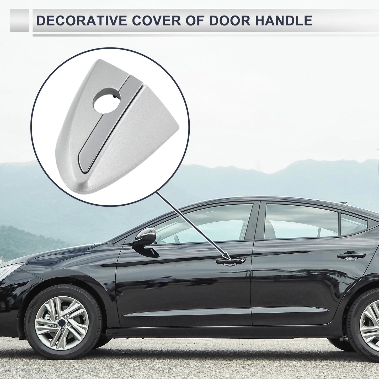 Front Left Door Handle Lock Cylinder Cover for Toyota Corolla (2014–2018) Silver Tone