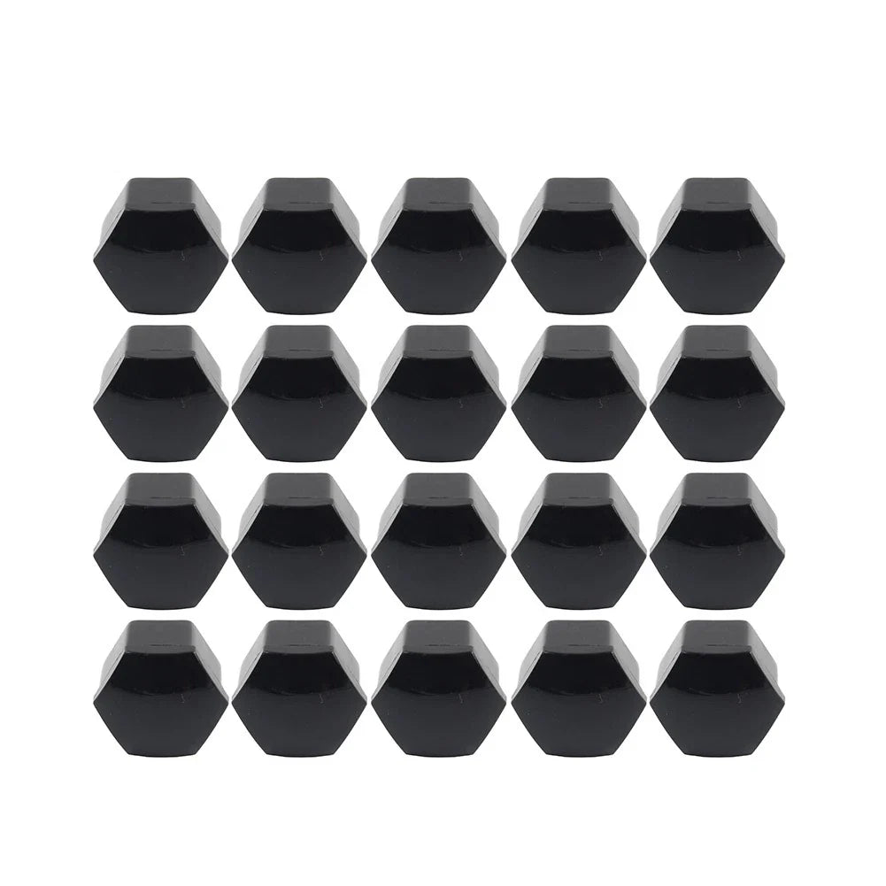 17mm Black Wheel Lug Nut Bolt Cover Caps 20Pcs for Audi