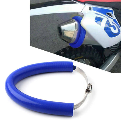 Universal Motorcycle Exhaust Pipe Heat Shield Cover Guard - Blue