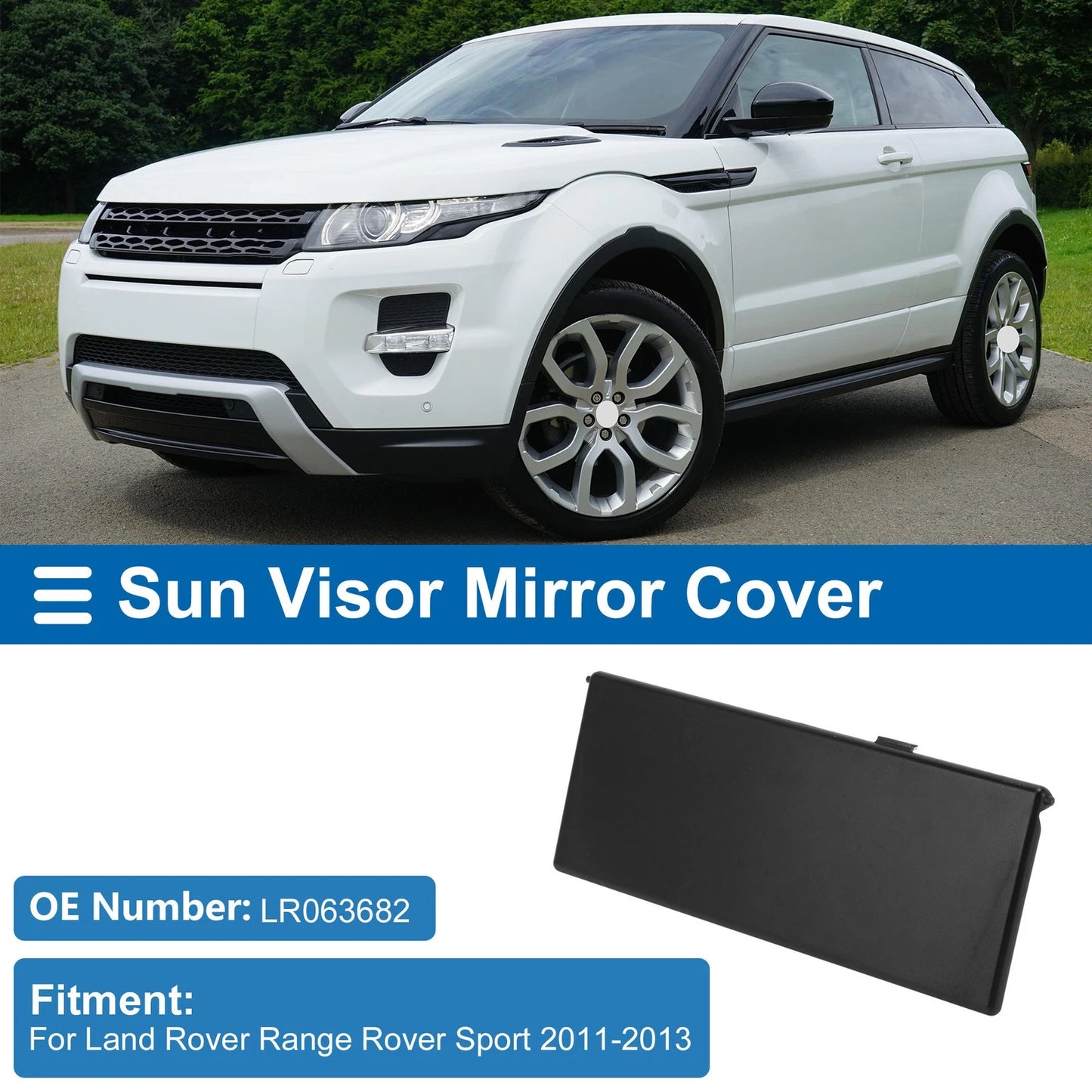 Sun Visor Mirror Cover for Land Rover Range Rover Sport (2011–2013) No.LR063682 Black