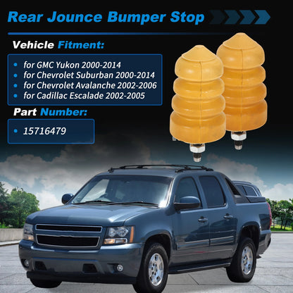 2 pcs Rear Bump Stop for GMC Yukon, Chevrolet Suburban (2000–2014) No.15716479