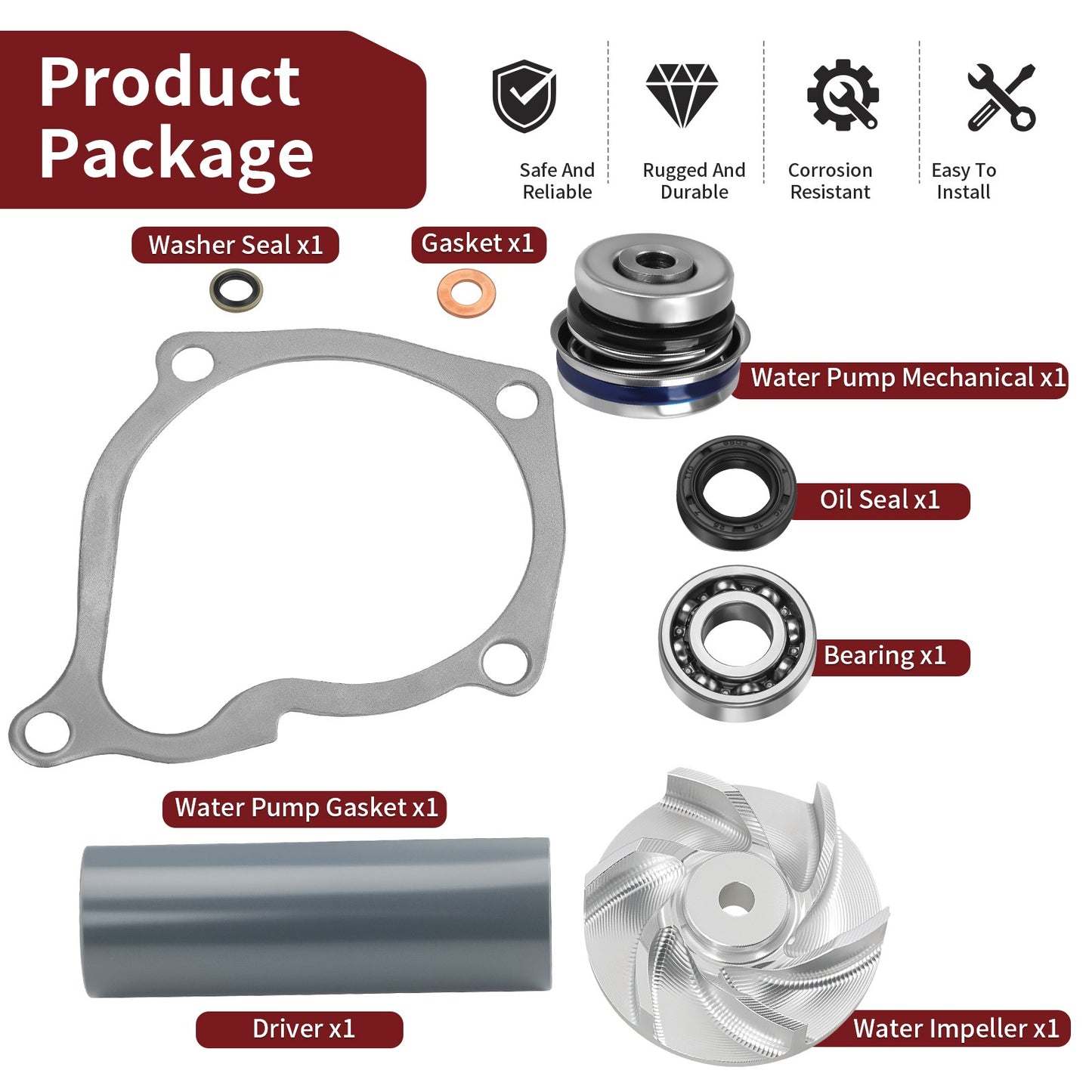 Water Pump Rebuild Kit for Polaris Magnum Ranger 425 500 (1995–2007)