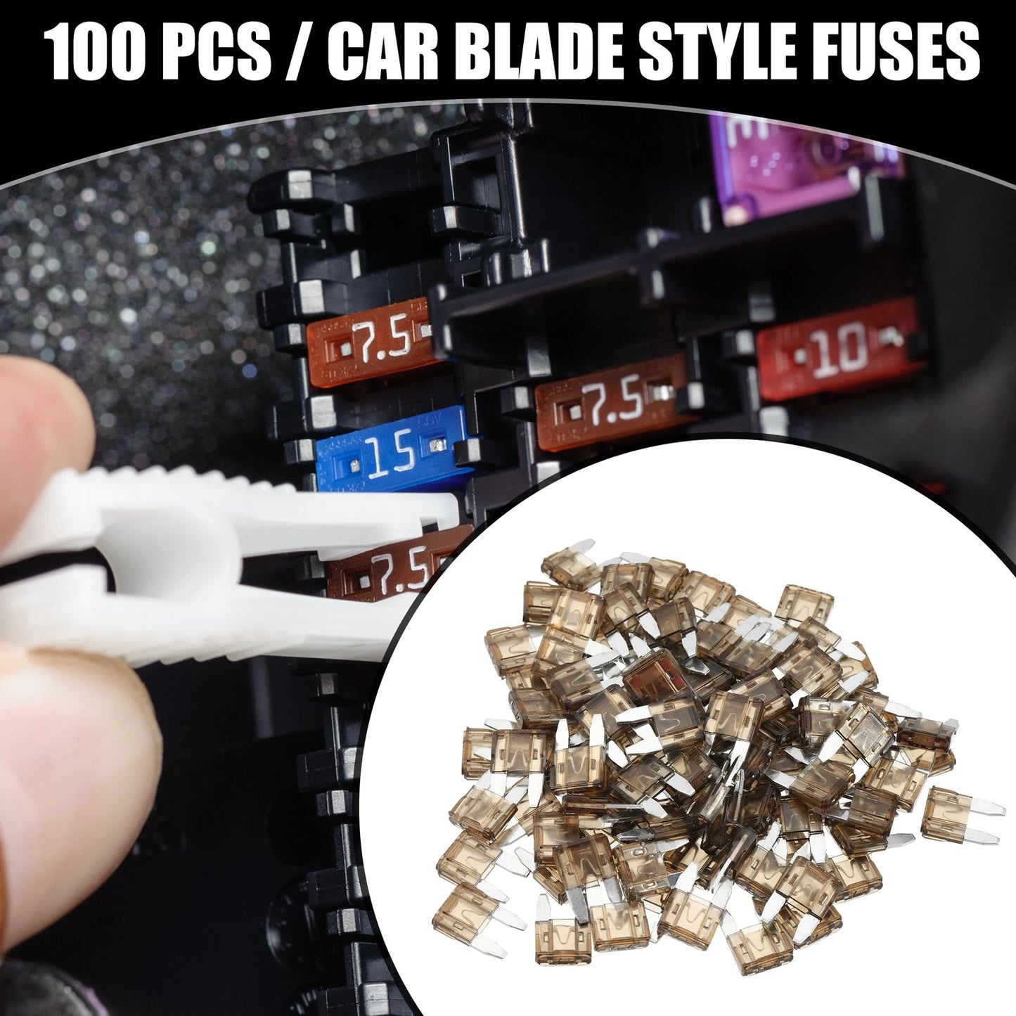 100pcs APM/ATM Blade Style Fuses 7.5AMP for Automotive (Universal)