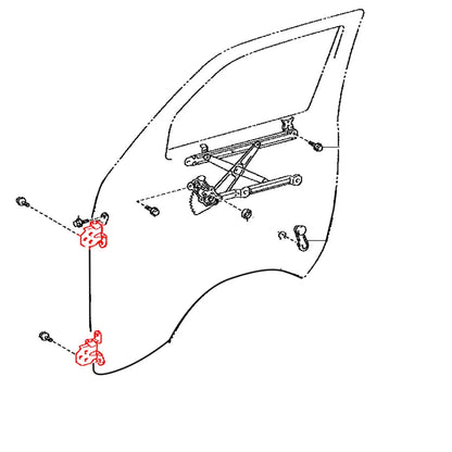 Set of 2 Front Door Hinges for Toyota HiAce Van H200 (2005–2019)