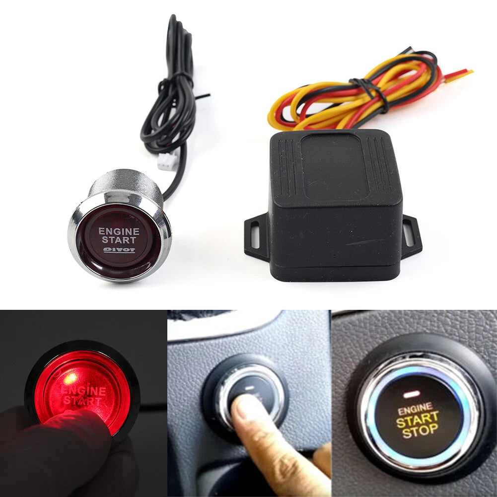 12V Red LED Push Button Ignition Starter Switch for Universal Fit (All Years)
