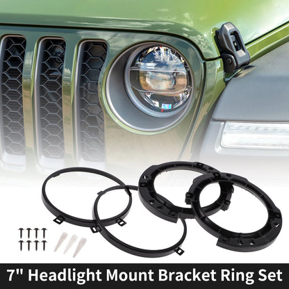 Set of 2 Headlight Mounting Retaining Bracket Rings for Jeep Wrangler JK (2007–2018)