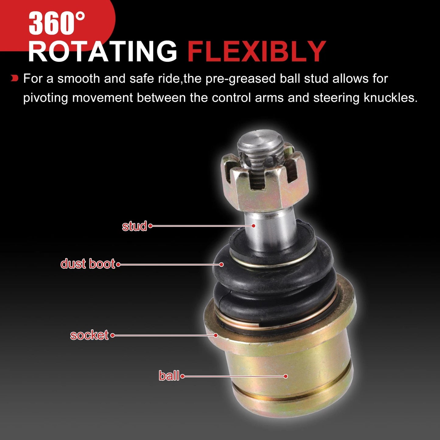 Set of 2 Ball Joints for Yamaha Big Bear 400 (2000–2012) M12x1.25