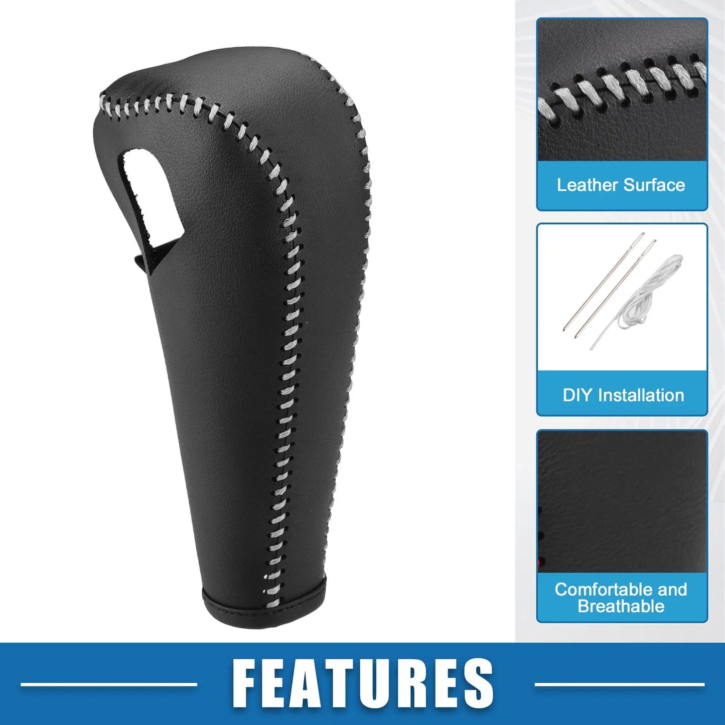 Gear Shift Lever Cover for Chevrolet Trax 2015-2021 Black Gray Stitching