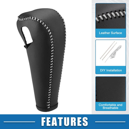 Gear Shift Lever Cover for Chevrolet Trax 2015-2021 Black Gray Stitching