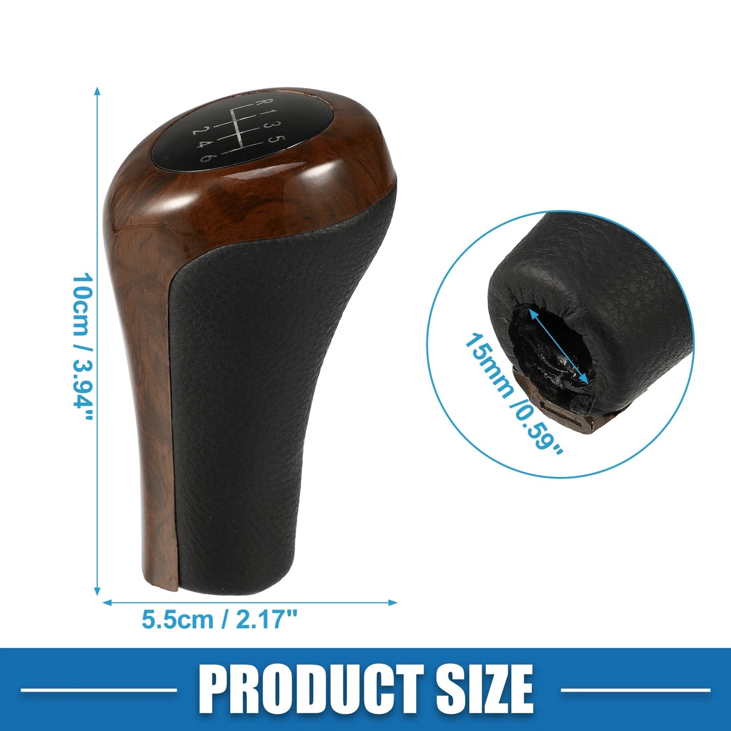 6 Speed Automatic Transmission Gear Shift Knob for BMW  Black Red Wood Pattern