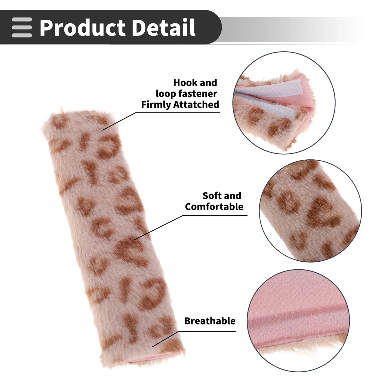 Set of 2 Pink Seat Belt Cover Pads for Universal Fit (26cm)