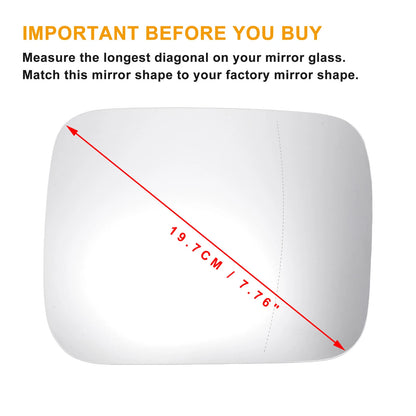 Right Side Heated White Mirror Glass for Jeep Renegade (2014–2022)