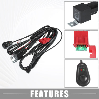 LED Work Light Bar Wiring Harness Kit for Off Road (1 Lead, 2m/6.7ft)