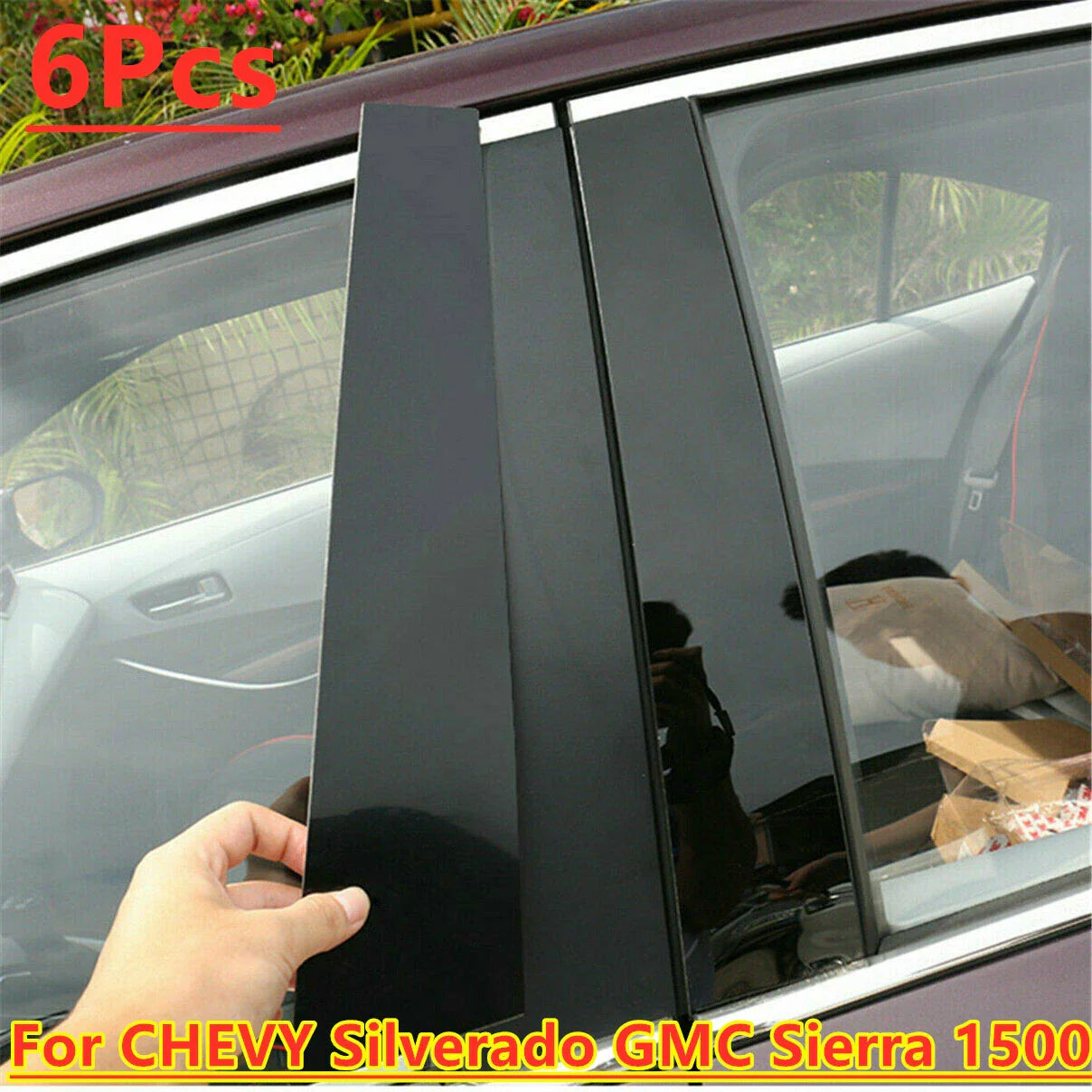 Pillar Posts Window Trim 6x for CHEVY Silverado GMC Sierra 1500 (2019–2022)