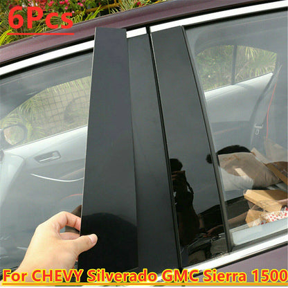 Pillar Posts Window Trim 6x for CHEVY Silverado GMC Sierra 1500 (2019–2022)