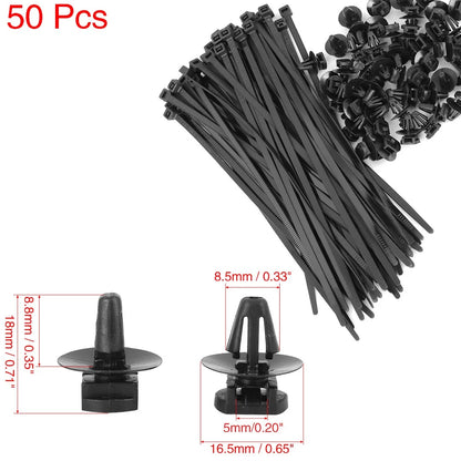 50pcs Car Clip Retainer Fastener with Cable Tie for Audi VW Skoda