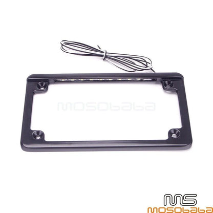 Black Motorcycle License Plate Frame Holder with LED Lights for Motorcycles