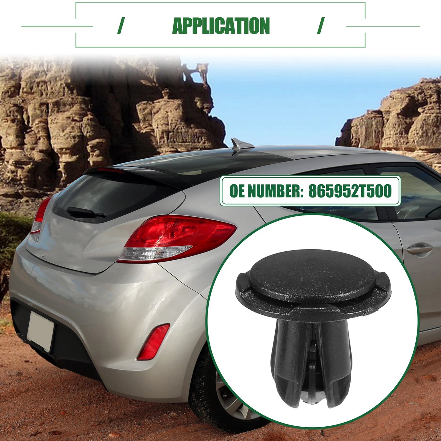 Fender Liner Clips for Hyundai Veloster (2012–2021) No. 865952T500, 10 Pcs