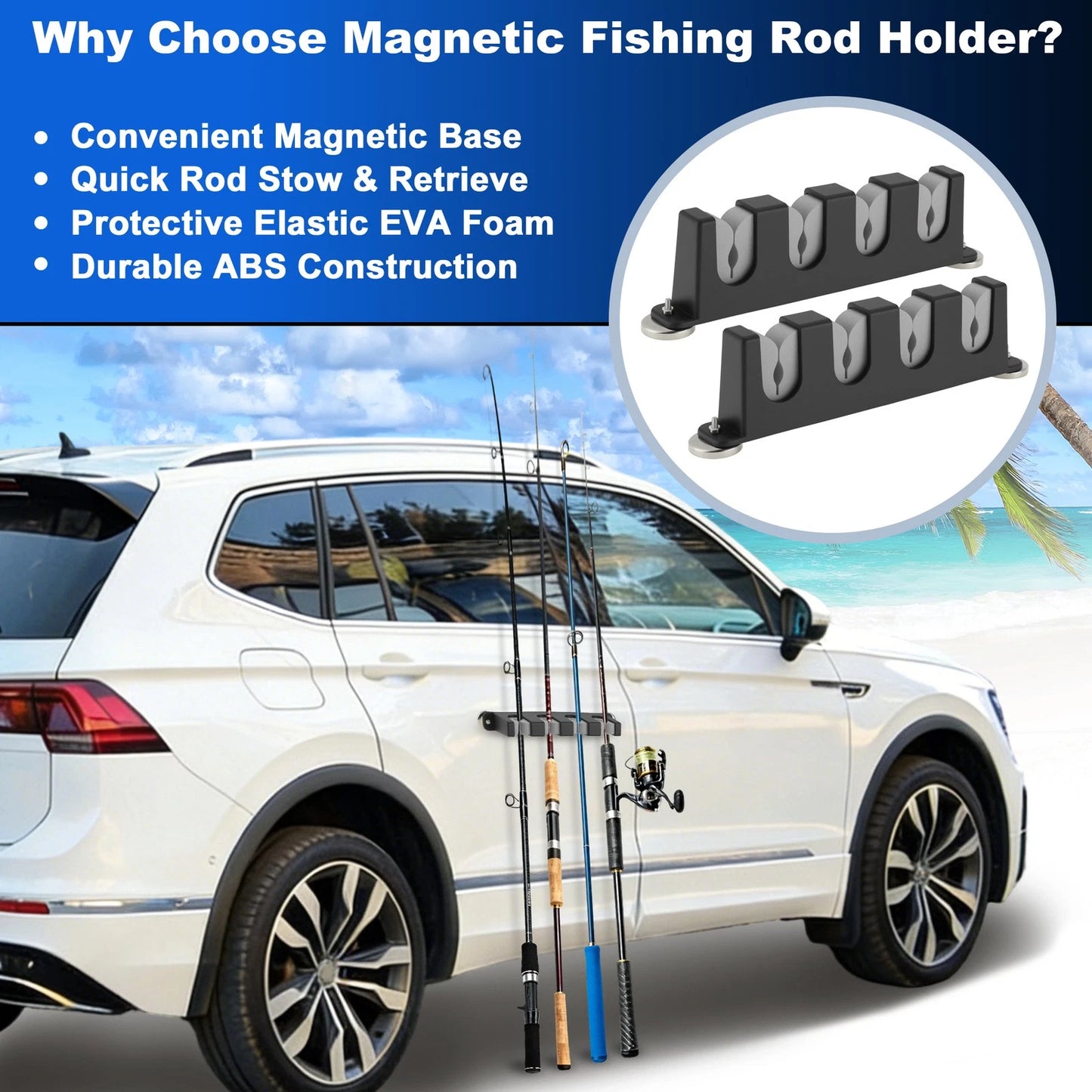 2X Magnetic Fishing Rod Holder for Universal Use