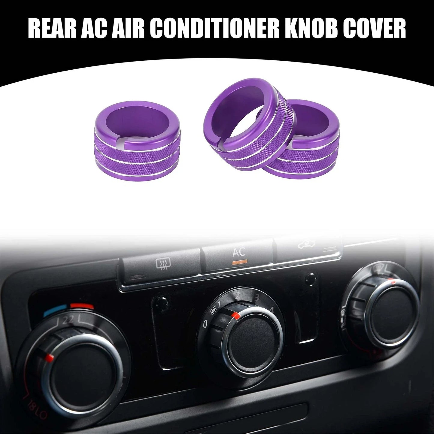 Rear AC Heat Temp Climate Switch Knob Cover for Dodge Durango (2011-2020) - 3 x Pcs
