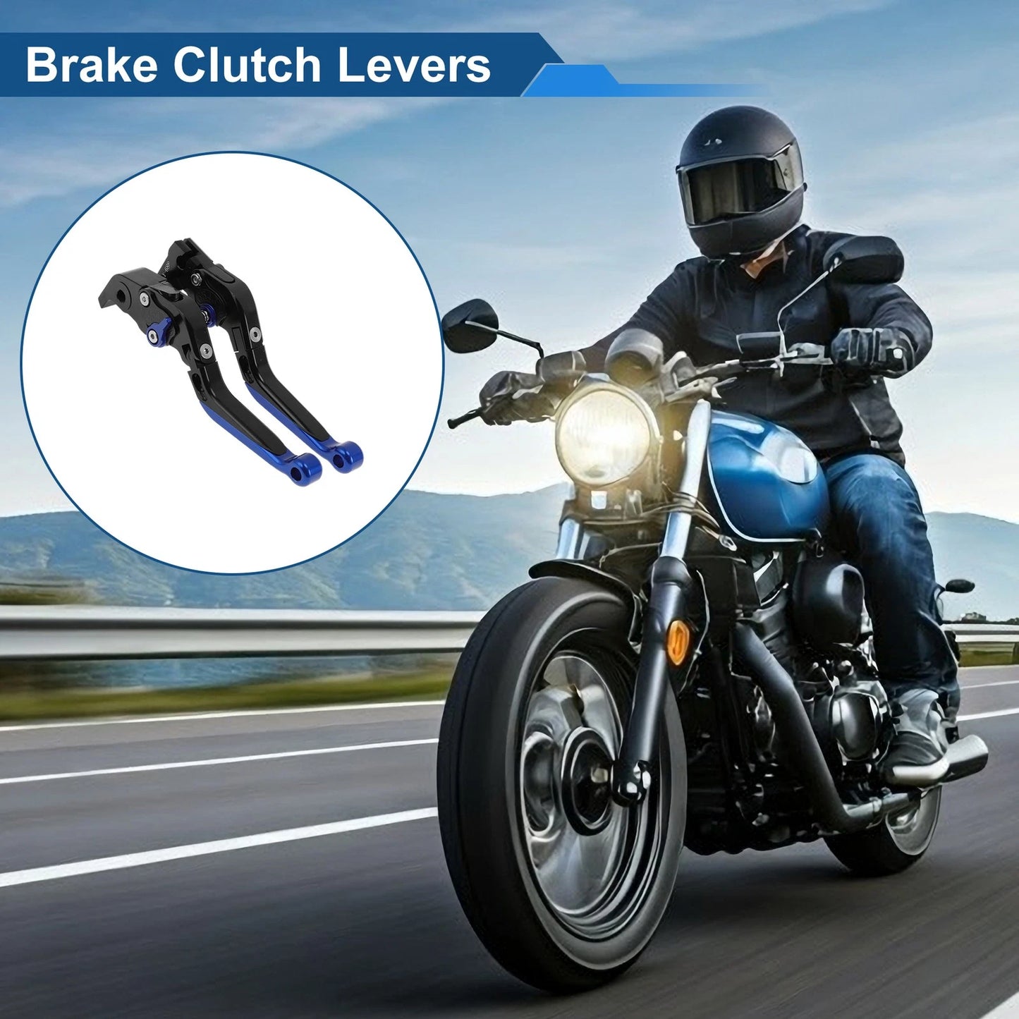 Short/Long Brake Clutch Levers for Yamaha YZF-R1 (2004–2008) Black Blue End